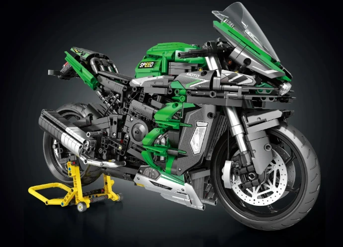 Trenes y motos de bloques para armar